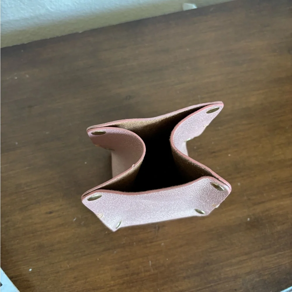 Anthropologie rose gold faux leather pen holder